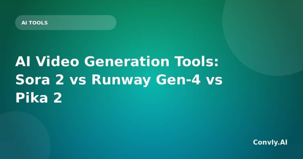Comparison of AI video generation tools Sora 2, Runway Gen-4, and Pika 2 for content creators.