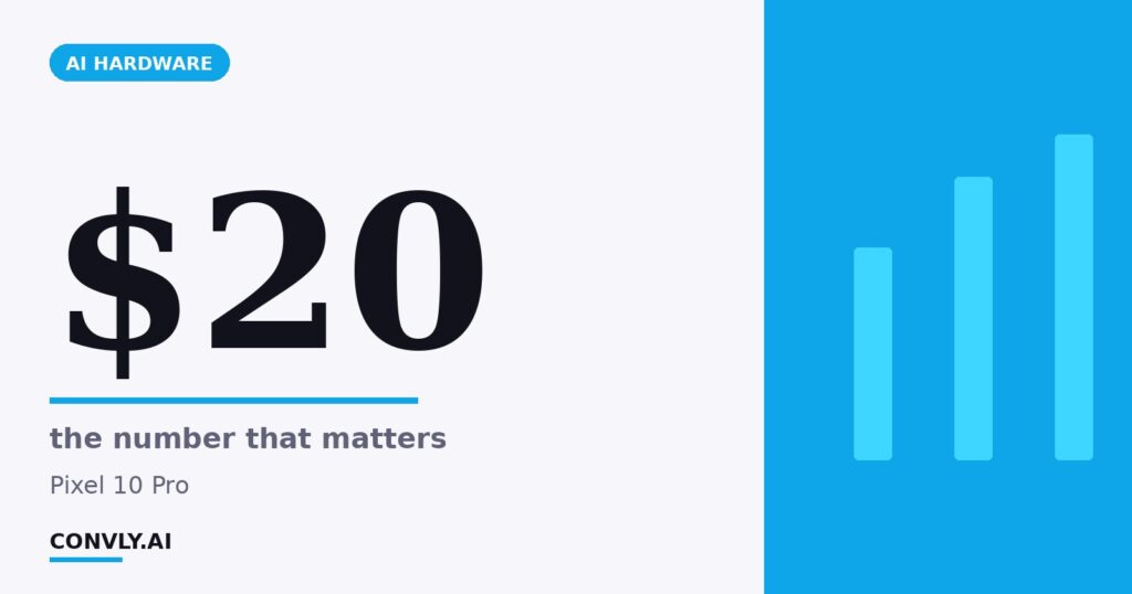 $20 — the number that matters. Pixel 10 Pro.