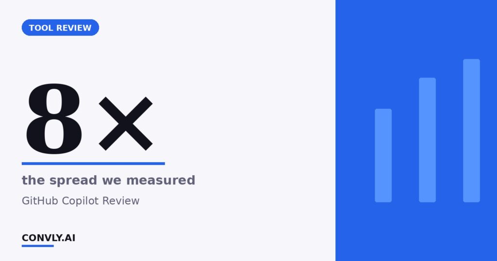 GitHub Copilot Review (2026): The Default Choice That Quietly Caught Up 5 8× — the spread we measured. GitHub Copilot Review.
