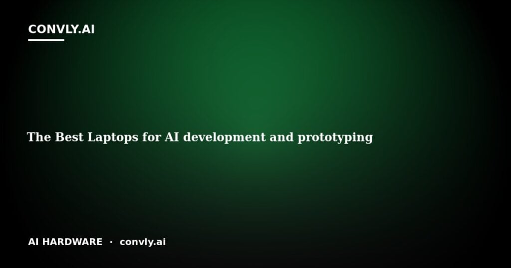 Laptop showcasing AI development and prototyping capabilities with Convly AI branding.