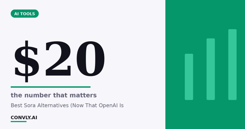 $20 — the number that matters. Best Sora Alternatives (Now That OpenAI Is.