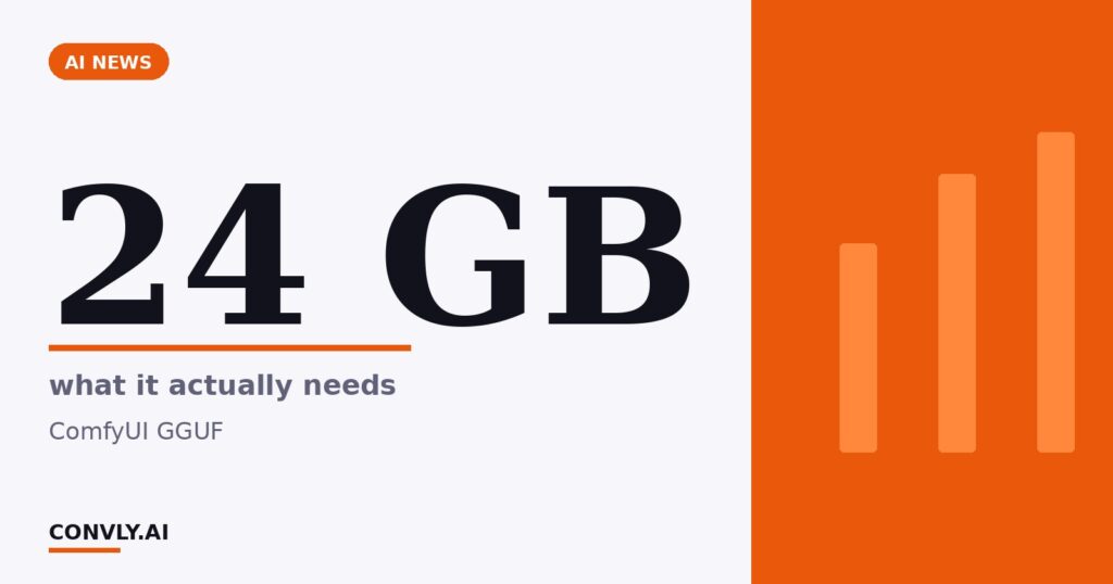 24 GB — what it actually needs. ComfyUI GGUF.