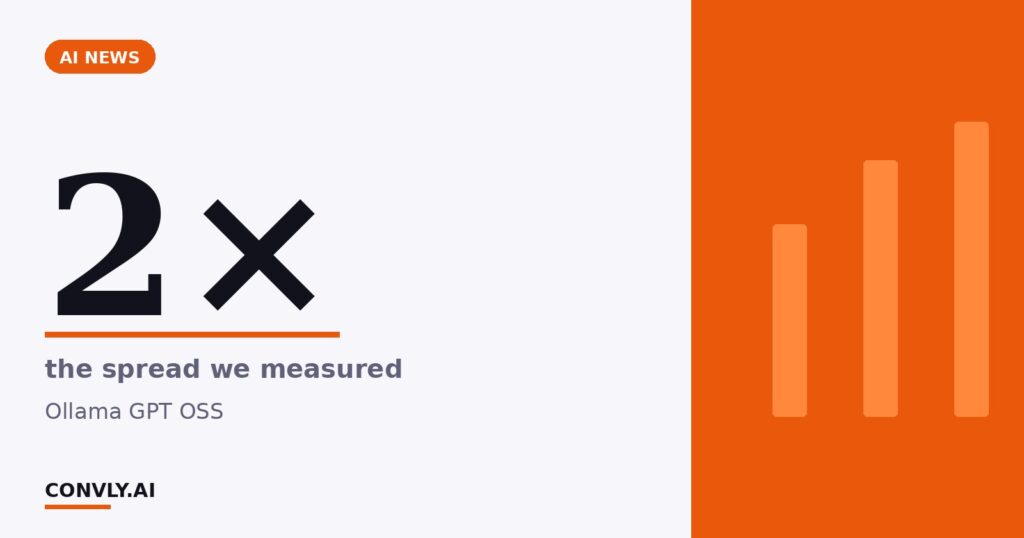 2× — the spread we measured. Ollama GPT OSS.